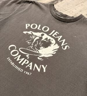 Vintage Polo Jeans Company Ralph Lauren XXL Surfer Surf Graphic Tee Black